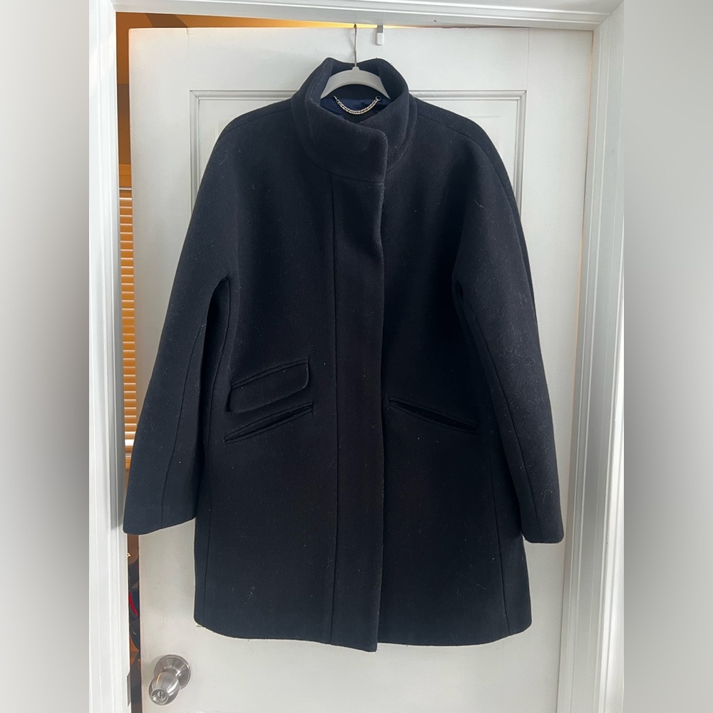 J Crew Cocoon Coat Black Size 14